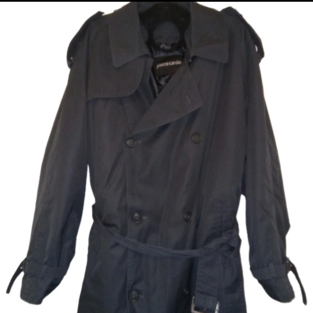 Vintage Pierre Cardin Black Trench Coat W/ Removeable Liner 40L - Picture 2 of 13